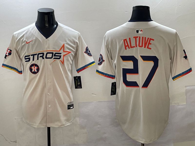 Men Houston Astros #27 Altuve Cream Fourth generation Joint Name 2025 Nike MLB Jersey style 4155->houston astros->MLB Jersey